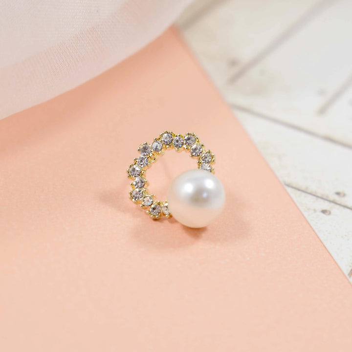 Crystal hoop pearl charm earrings