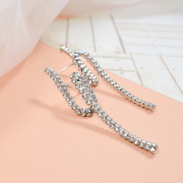 Crystal loop and twisted silver earrings