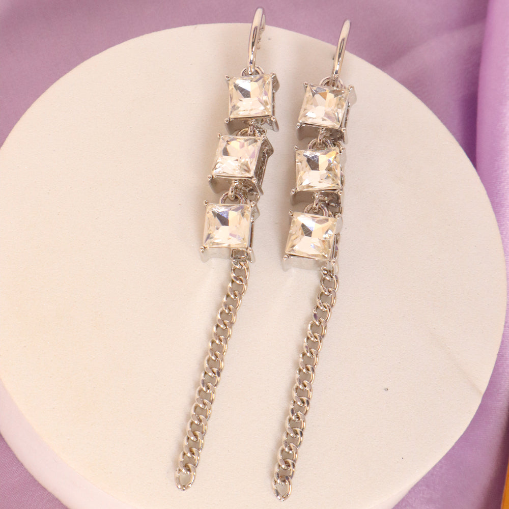 Cubic Chain Long Earrings