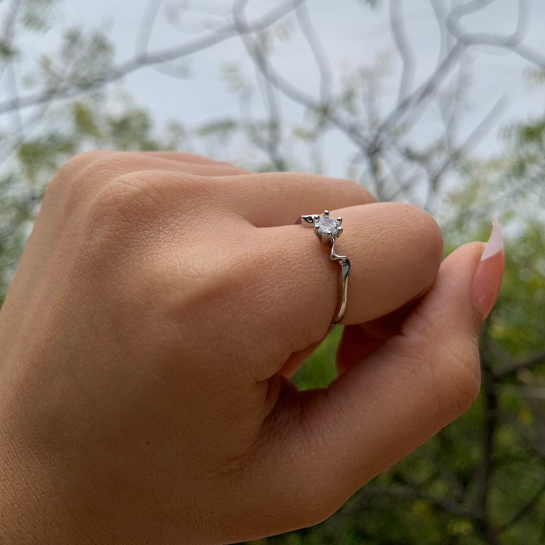 Curved Wave Silver Ring