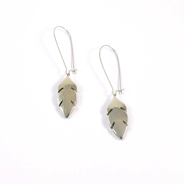 Leaf Drop Silver Earrings