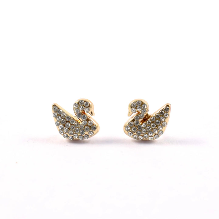 Shinning Swan Stud Earrings - White