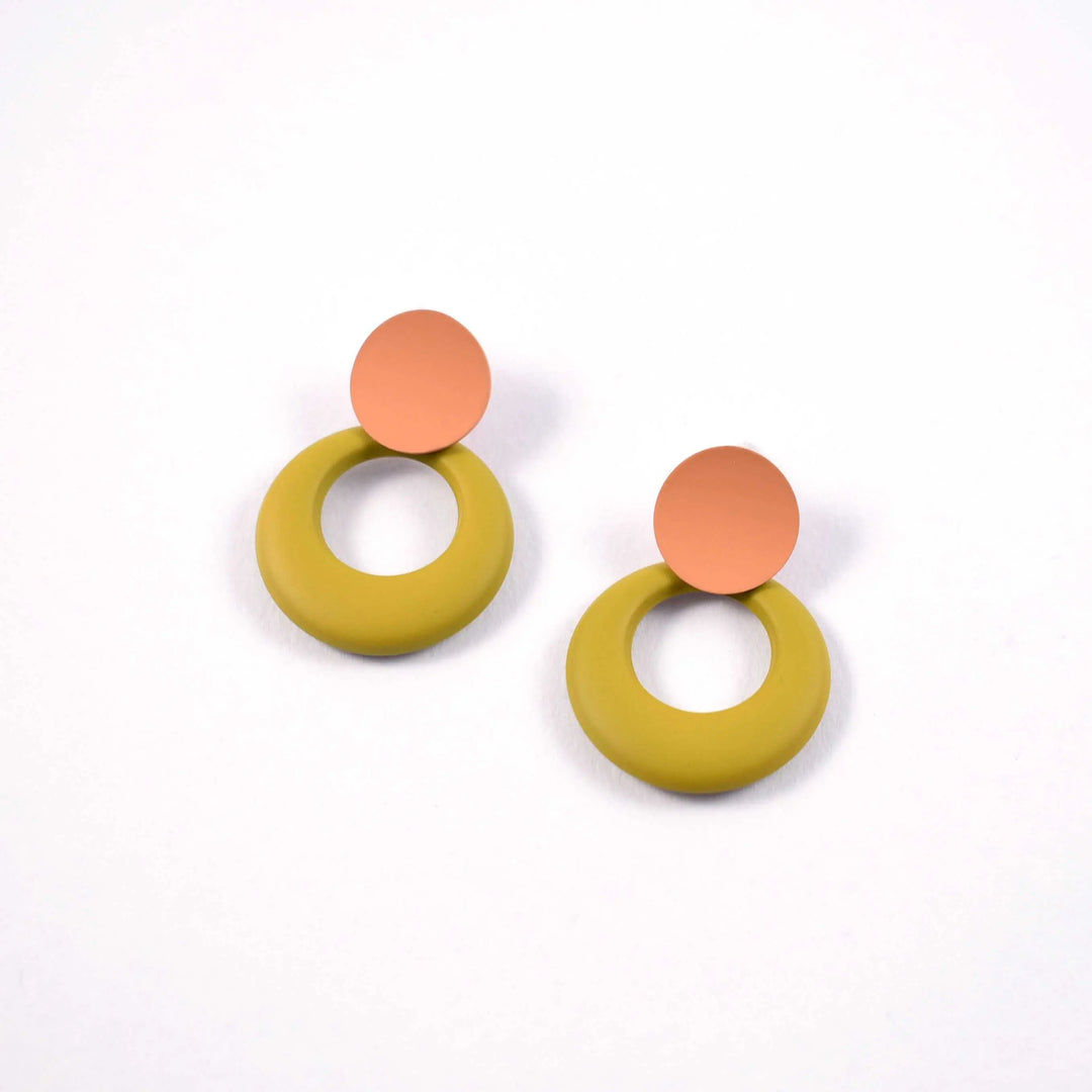 Geometric Stud Earrings Orange