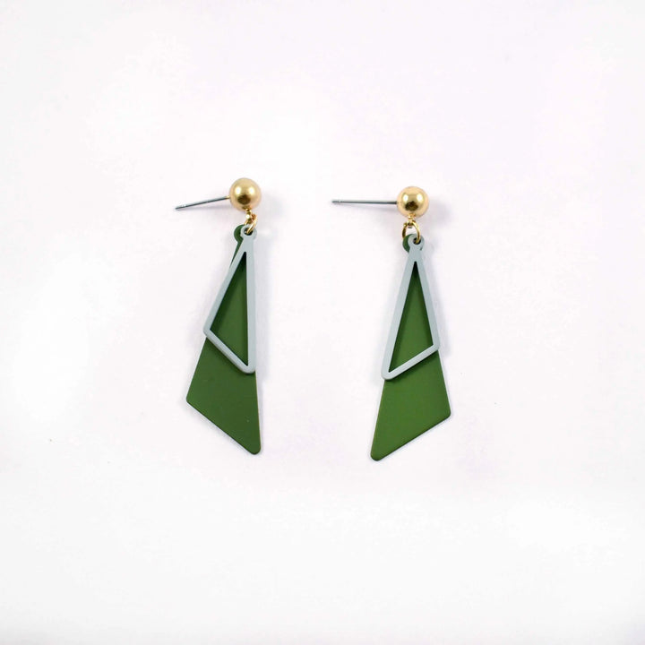 Double Geometric Triangles Earrings