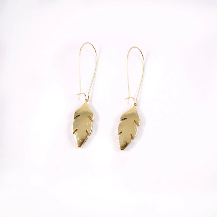 Leaf Drop Gold Earrings