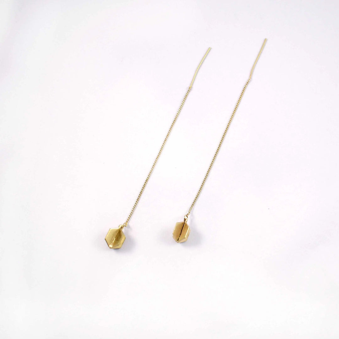 Prism Threader Pull-out Drop Earrings - Gold