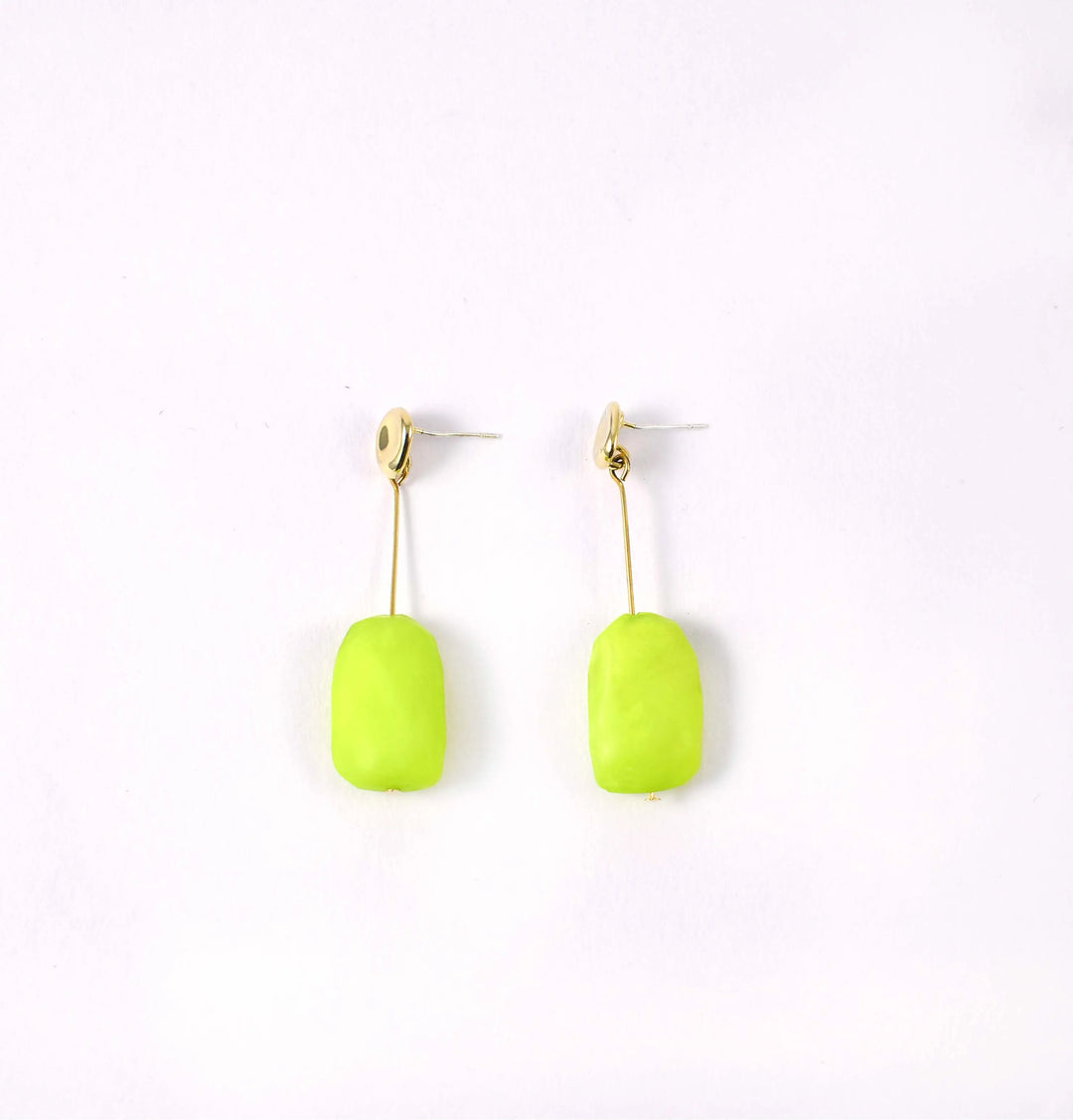 Neon Green Drop Geometric Earrings