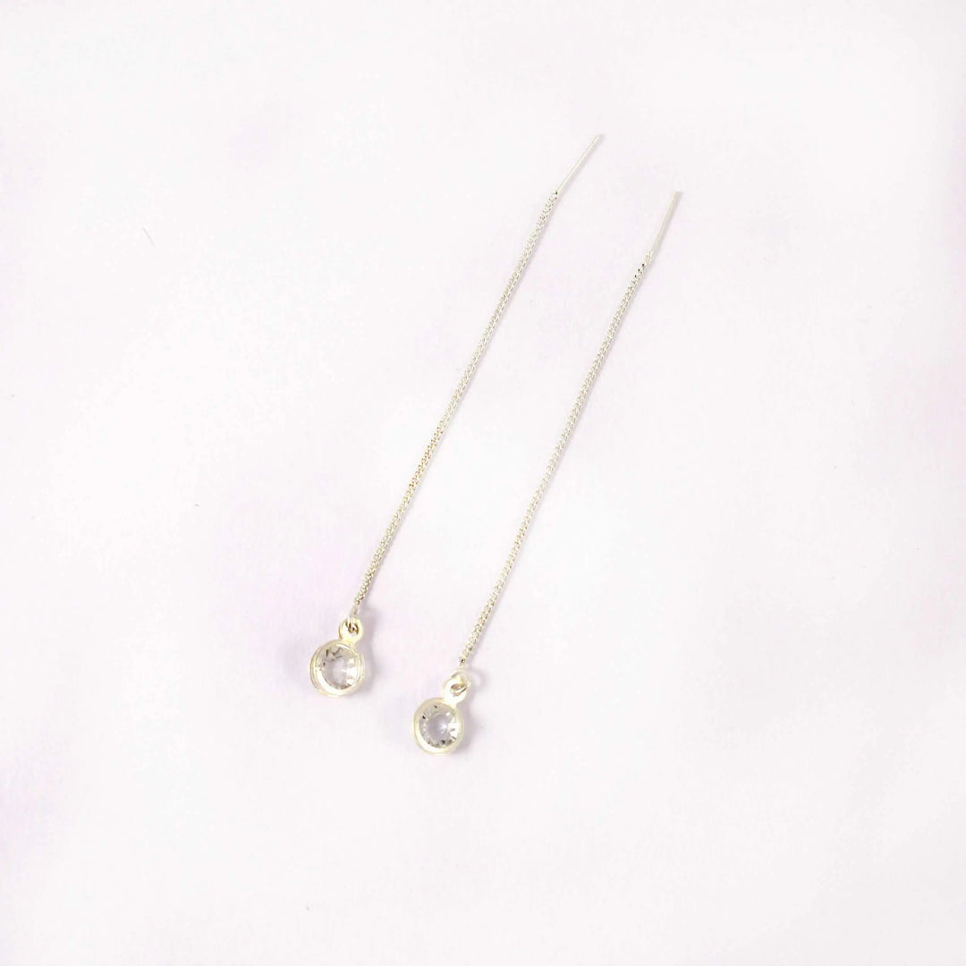 Rhinestone Threader Pull-out Crystal Drop Earrings