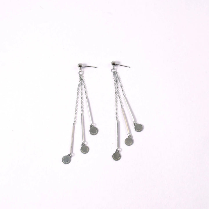Three Tier Tassel Shine Drop Stainless Steel Earrings