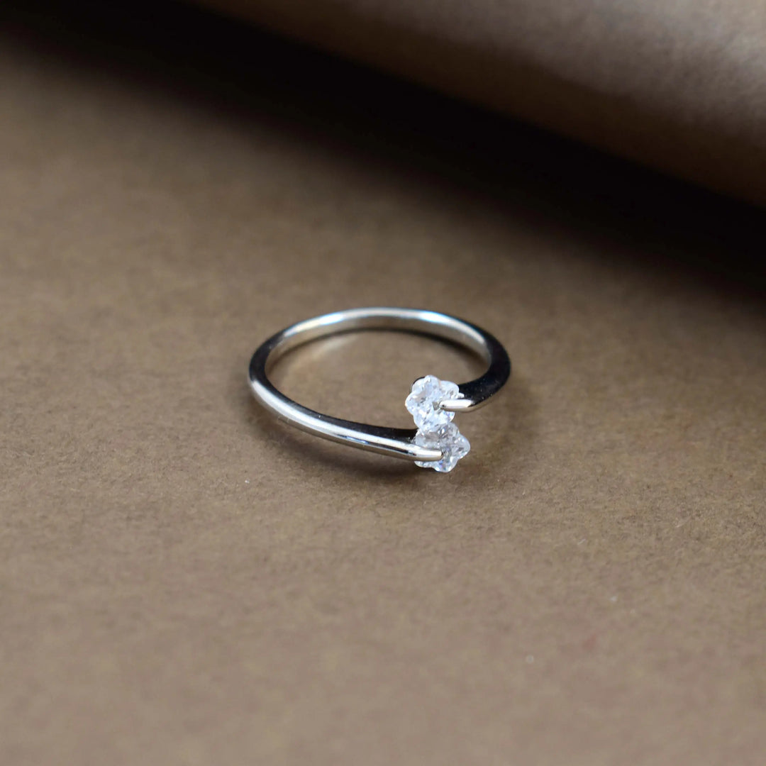 Floral promise silver ring