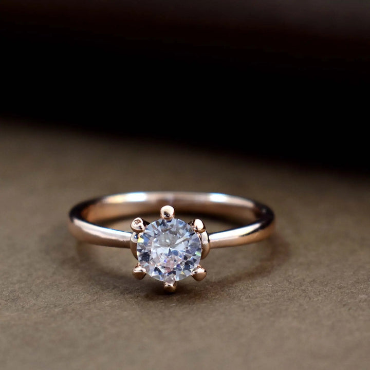 Banded crystal rose-gold ring