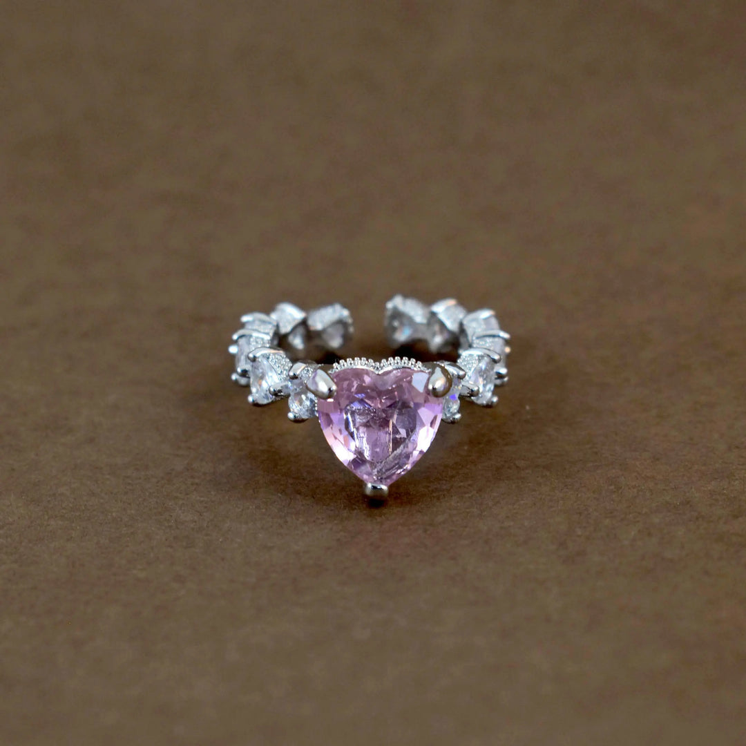 Pink heart cocktail ring