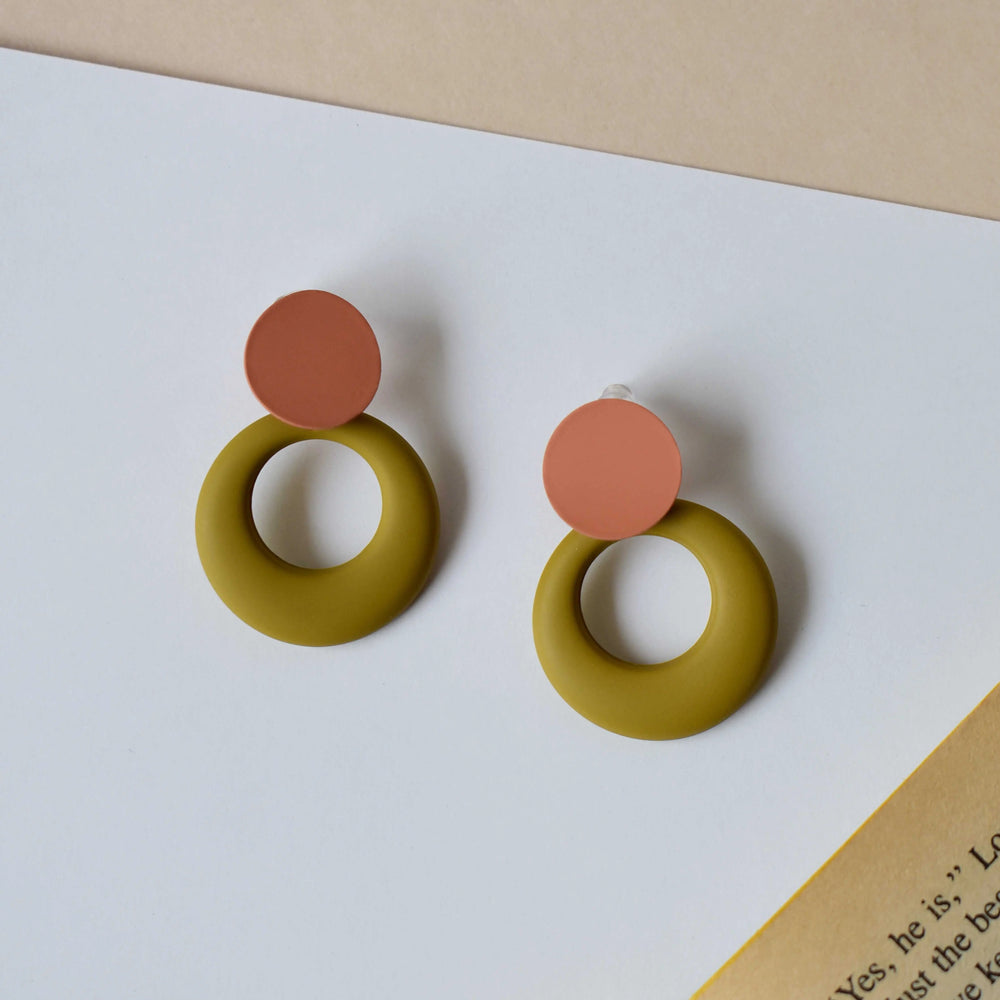 Geometric Stud Earrings Orange