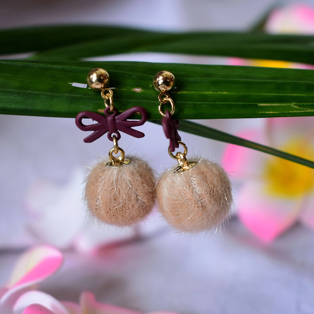 Festive Bow and Pom-pom Earrings