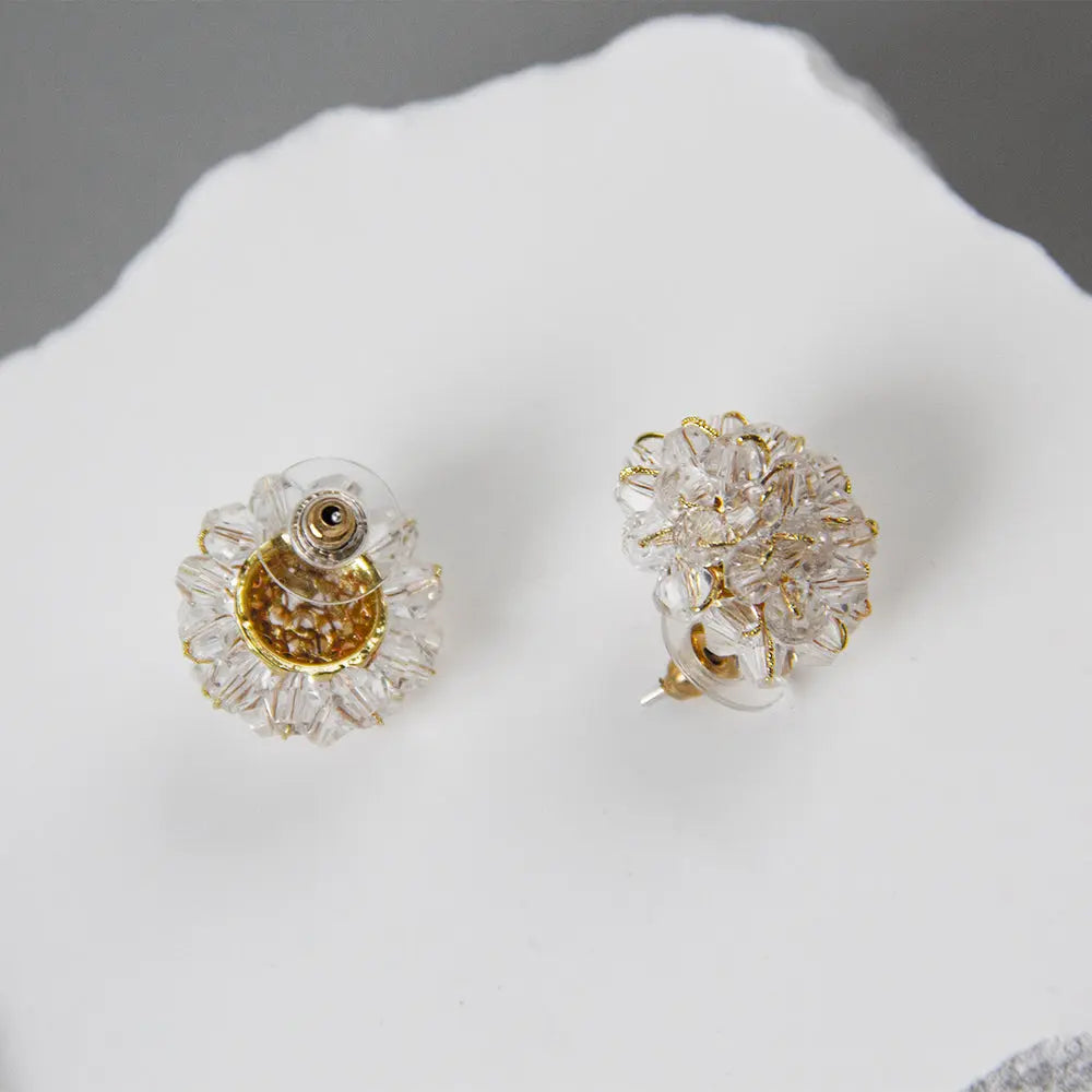 Dahlia Crystal Flower Stud Earrings