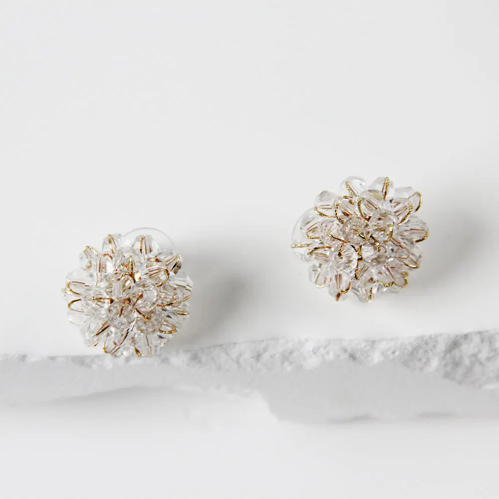 Dahlia Crystal Flower Stud Earrings