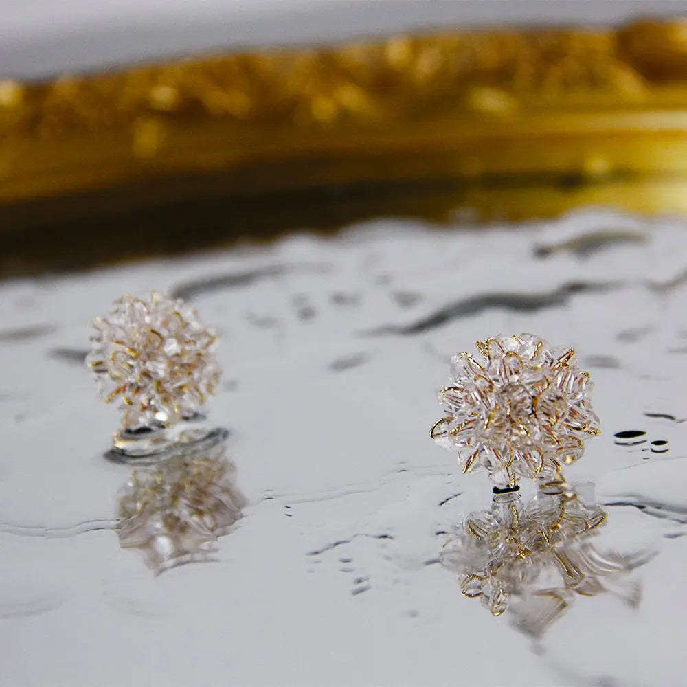 Dahlia Crystal Flower Stud Earrings