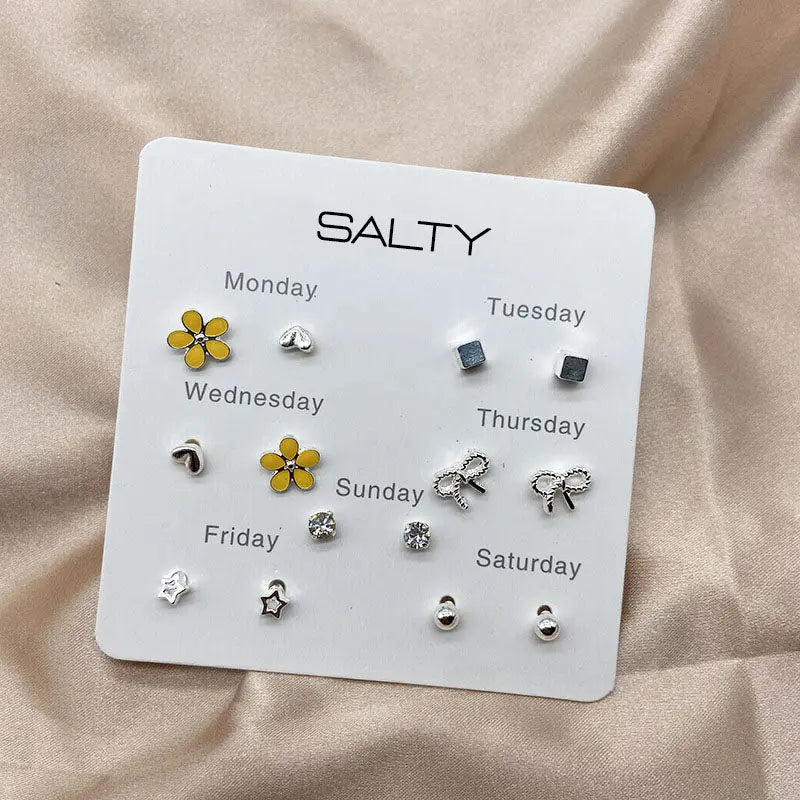 "Daisy" Weekly 7 Stud Earrings Set