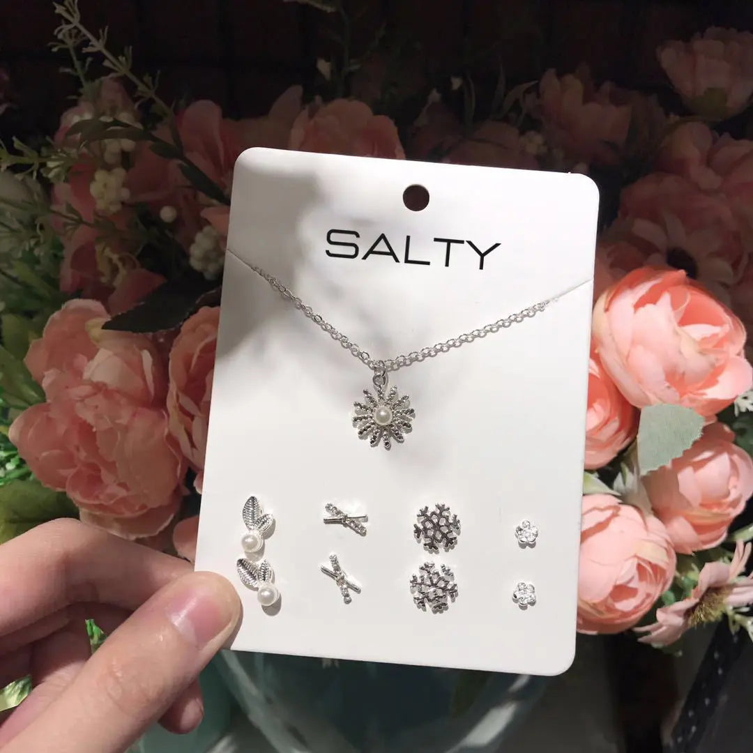 Daystar Necklace and Set of 4 Studs Combo