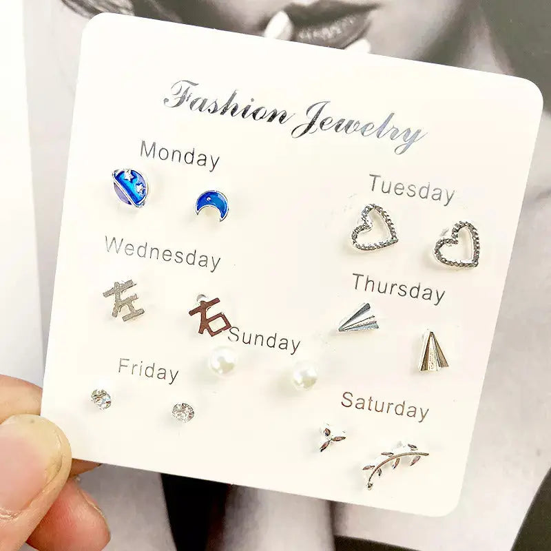 "Dazzle" Weekly 7 Stud Earrings Set