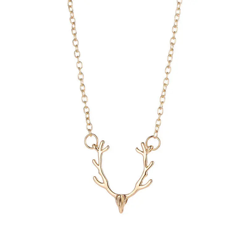 Deer Charm Necklace Gold