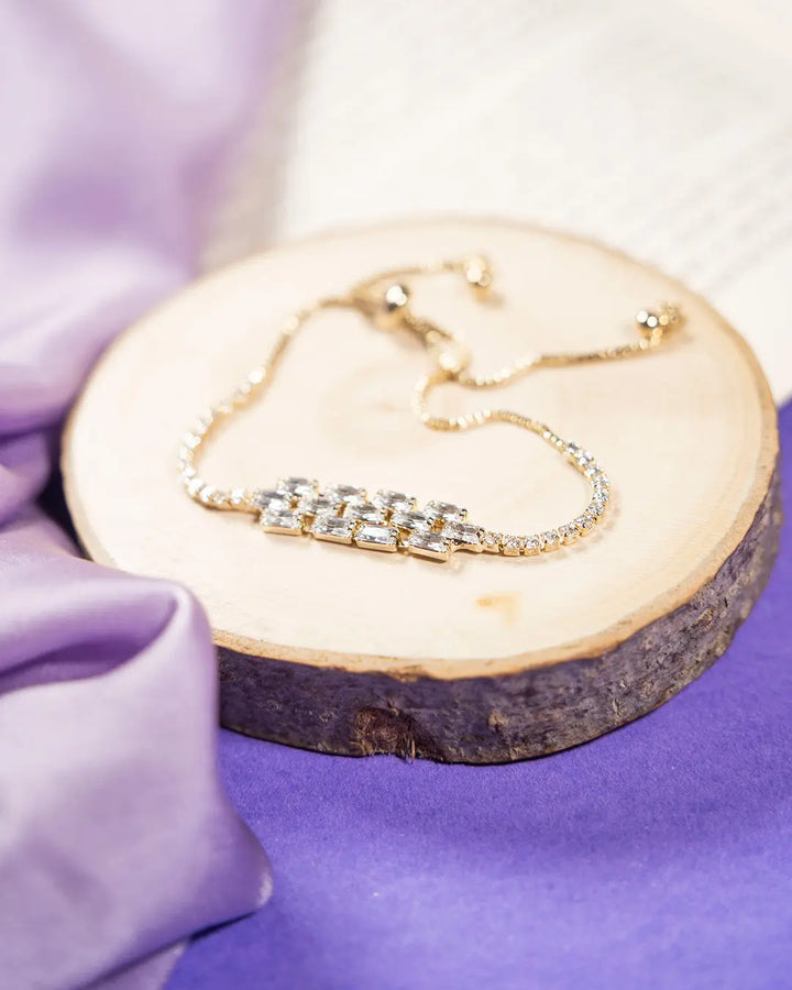 Diamond Filled Bracelet - Gold
