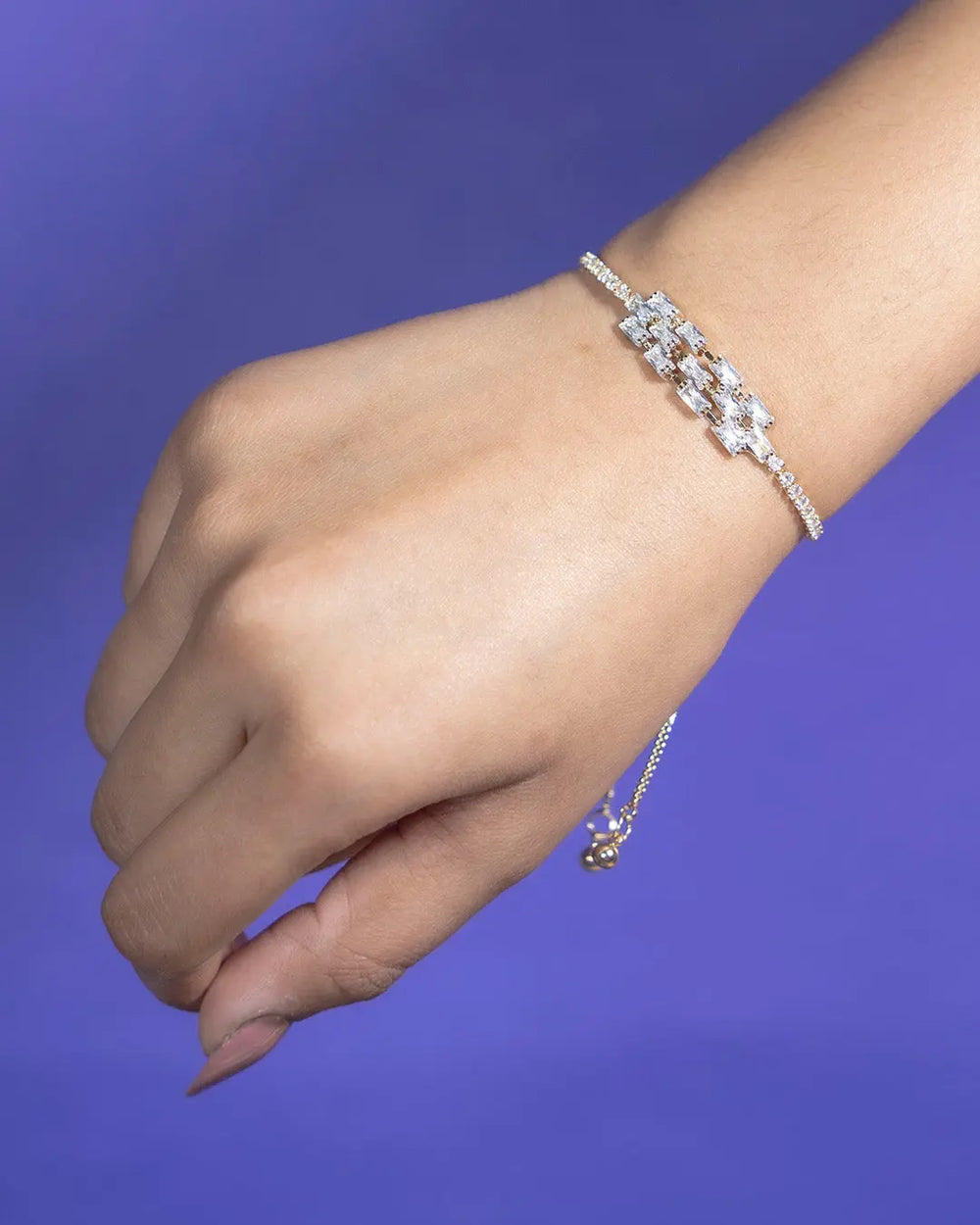 Diamond Filled Bracelet - Gold