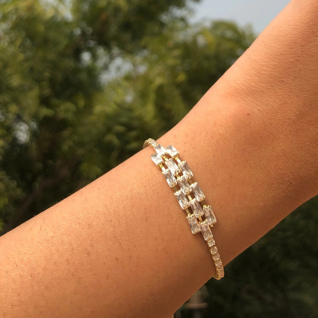 Diamond Filled Bracelet - Gold