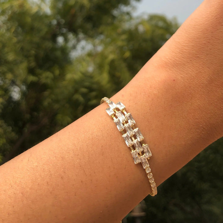 Diamond Filled Bracelet - Gold