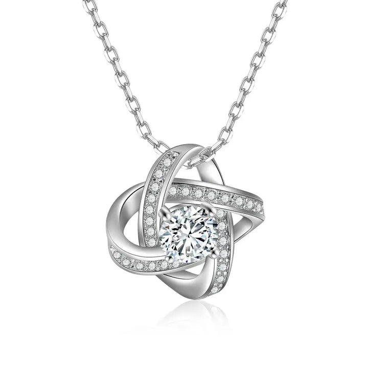 Diamond Twister Flower Necklace - Silver