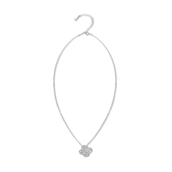 Diamond Twister Flower Necklace - Silver