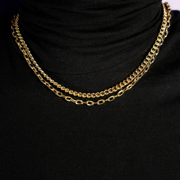 Double layered basic gold chains