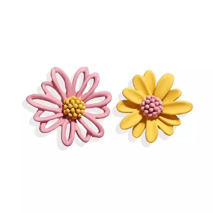 Dreamy Daisy Pink Yellow Flower Earrings