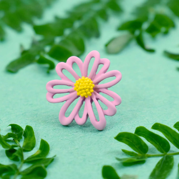 Dreamy Daisy Pink Yellow Flower Earrings