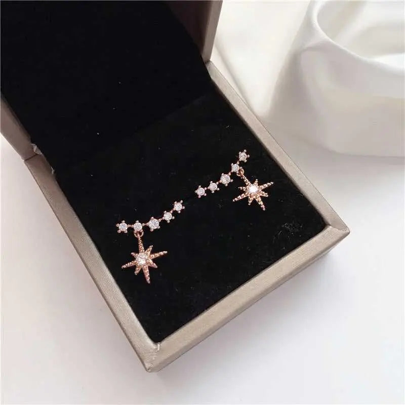 Eight-Star Lucky Astrology Zircon Studded Stud Earrings