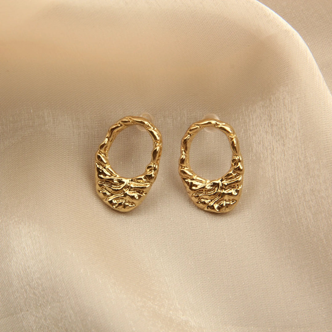 Elegant Geometric Gold Plated Cutout Fine Earrings