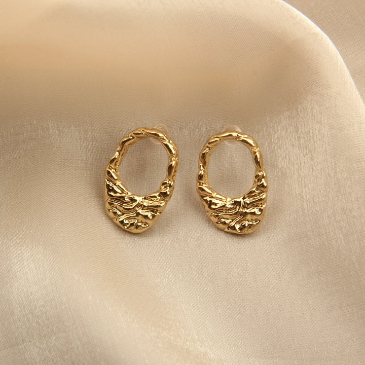 Elegant Geometric Gold Plated Cutout Fine Earrings