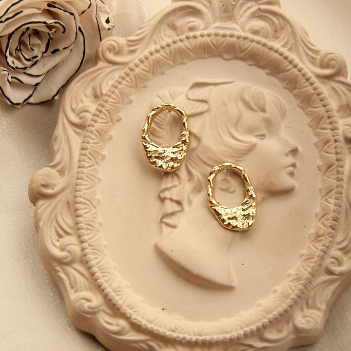 Elegant Geometric Gold Plated Cutout Fine Earrings