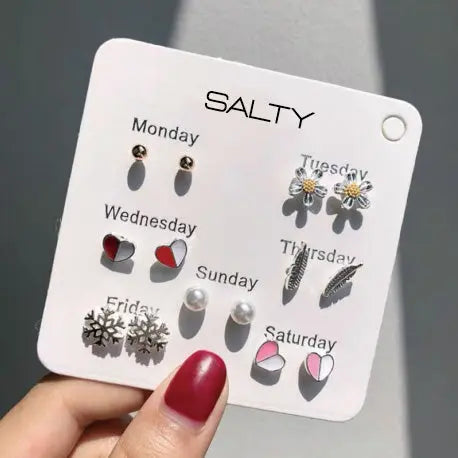 "Enchanted" Weekly 7 Stud Earrings Set