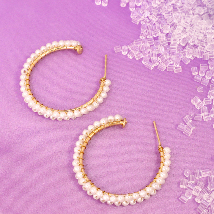 Ethnic Pearl Wrapped Hoop