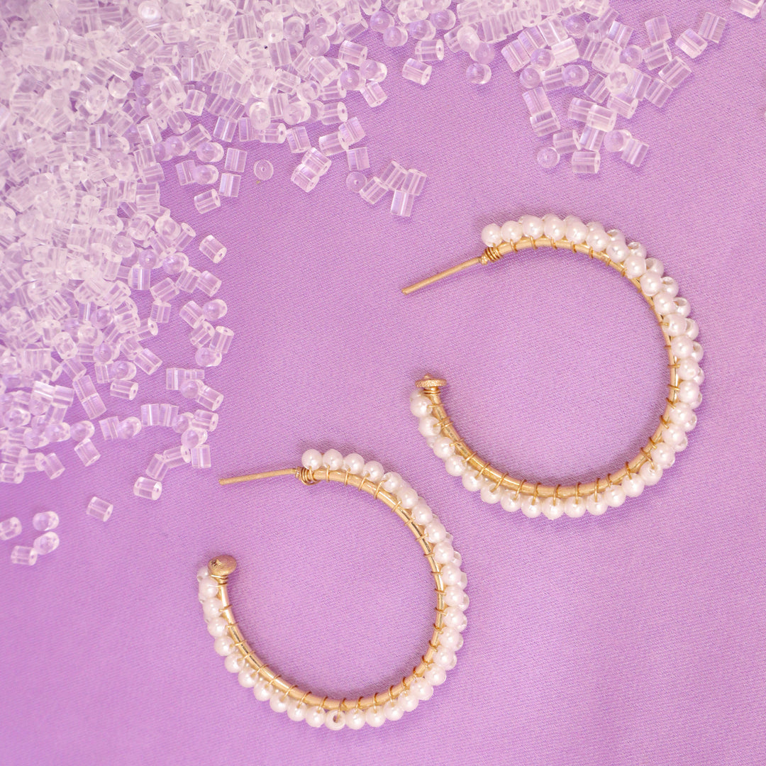 Ethnic Pearl Wrapped Hoop