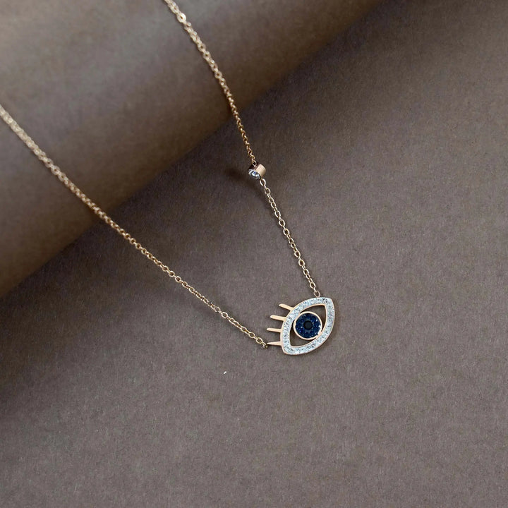 Evil Eye Black Crystal Studded Necklace
