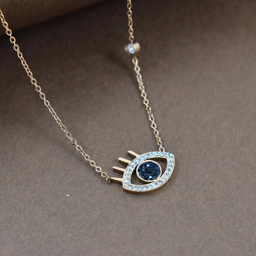 Evil Eye Black Crystal Studded Necklace