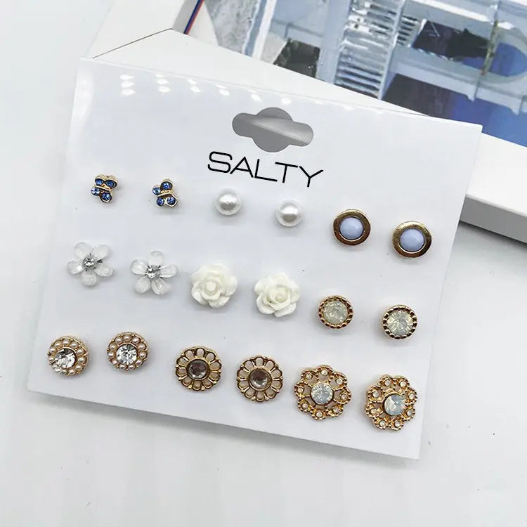 Flower Charmer Set of 9 Designer Stud Earrings