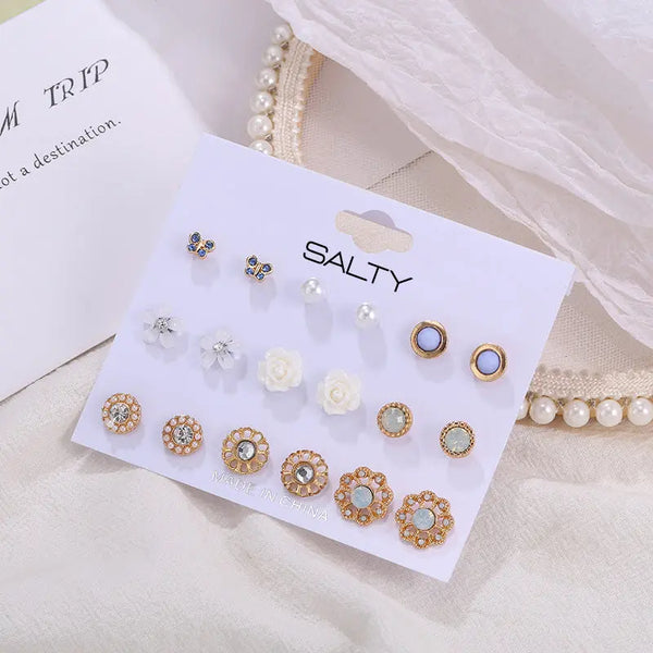 Flower Charmer Set of 9 Designer Stud Earrings