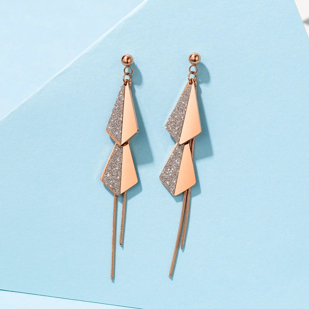 Flying Kites Silver Gold Tassel Drop Earrings