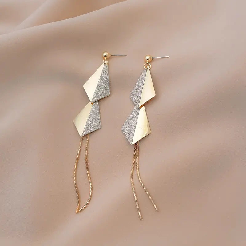 Flying Kites Silver Gold Tassel Drop Earrings