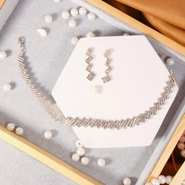 Glam up Zirconia Earrings and Necklace set