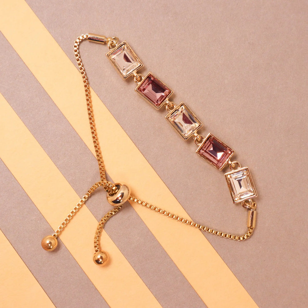 Glass Glow Crystal Bracelet - Gold