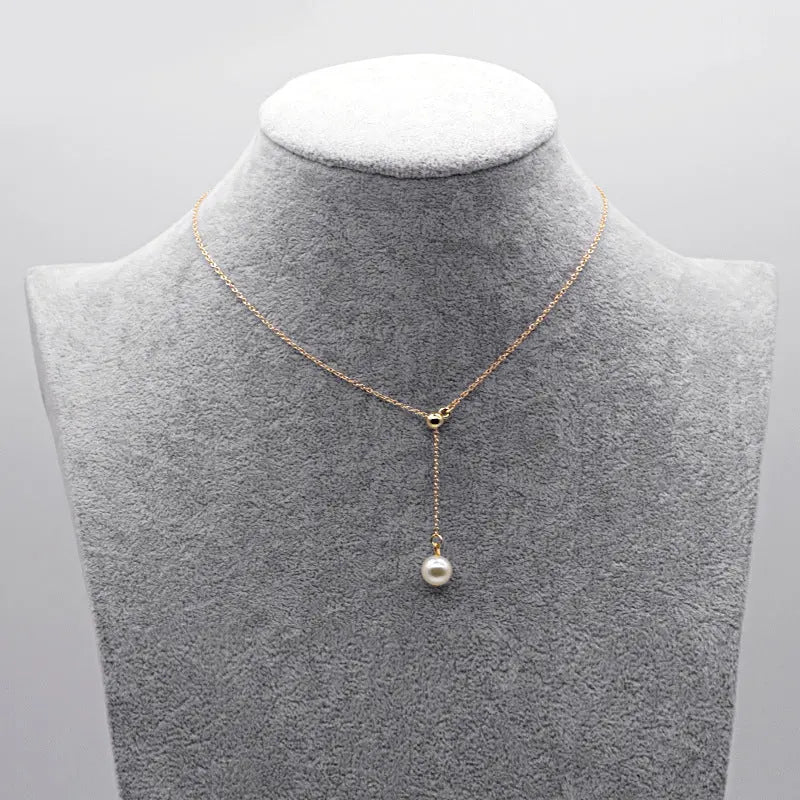 Gold Pearl Chain Necklace